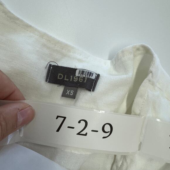 DL1961 Blouse Womens X Small White Audrey V Neck Button Up Linen - Picture 7 of 15